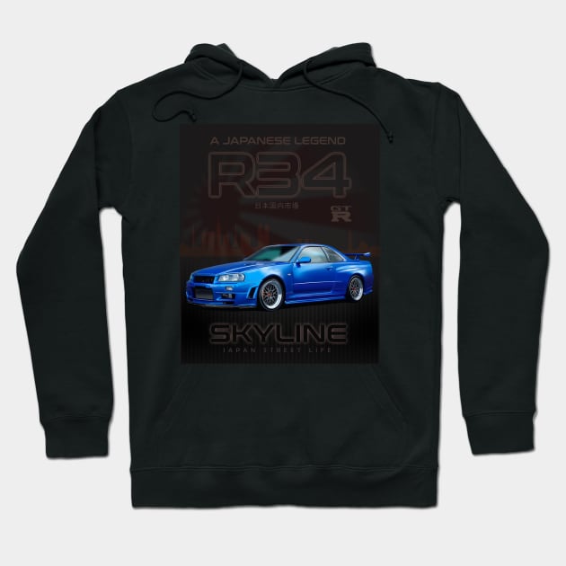 Skyline R34 Hoodie by hardtbonez